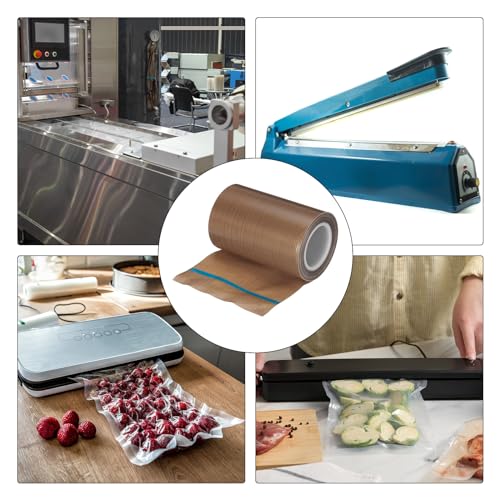 Image of MECCANIXITY 9m /30 Feet,100mm /3.9 Inch PTFE Tape,PTFE Fabric Tape,Adhesive PTFE Film Tape for Vacuum Sealer Machine,Hand Sealers High Temperature,Brown