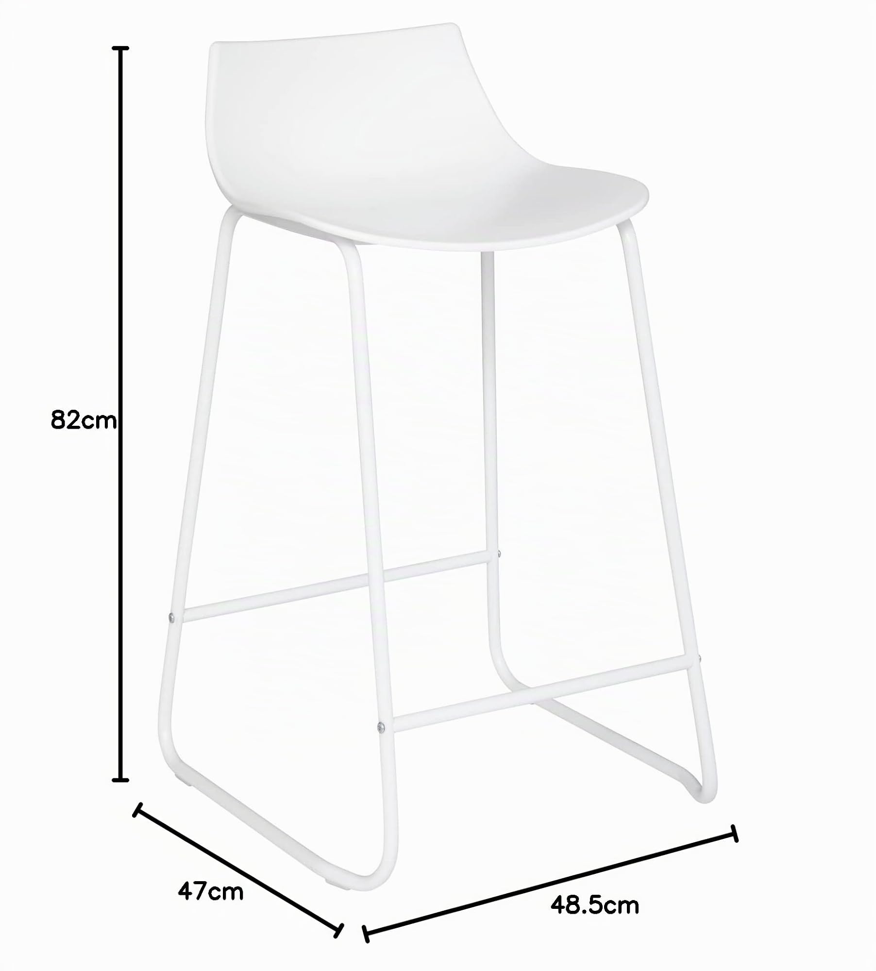 Tabouret de Bar Blanc Pieds en métal H 82 cm - Atmosphera