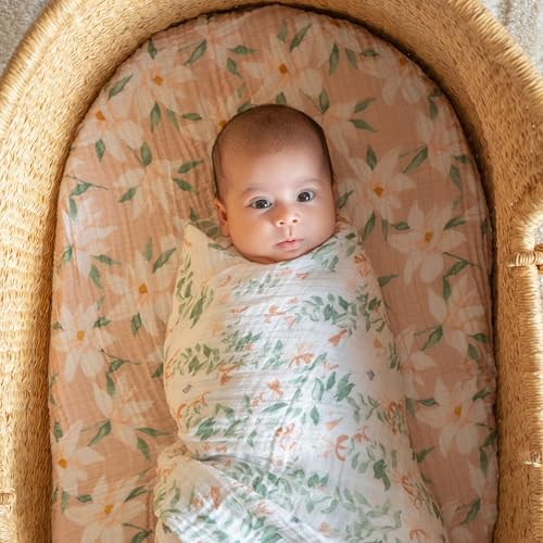 Image of aden + anais Essentials Cotton Muslin Swaddle, Breathable Baby Blanket, Ideal for Boys, Girls, Newborns, Babies & Infants, Receiving Blanket, Soft and Lightweight Wrap, 2 Pack, Butterfly Garden