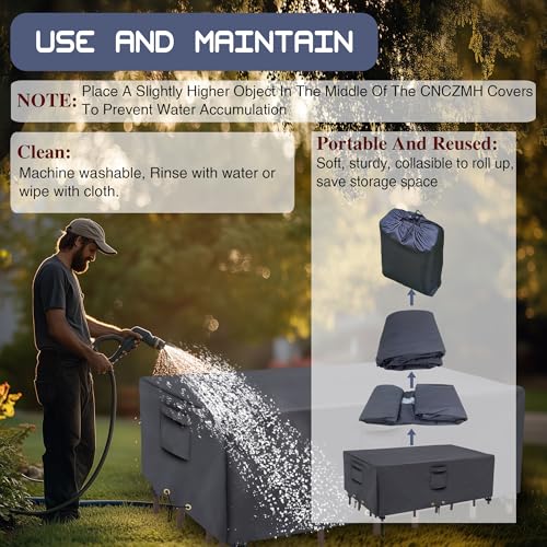 Cnczmh 275X208X72 Patio Furniture Covers, Outdoor Patio Chair Covers Waterproof Large, 600D Heavy Duty Table Cover thumb #4