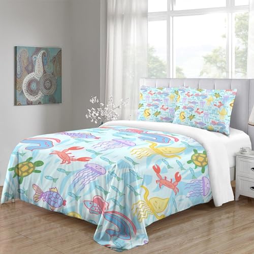 Housse de couette chat imprimé parure de lit double 200x200cm microfibre zippée - 5