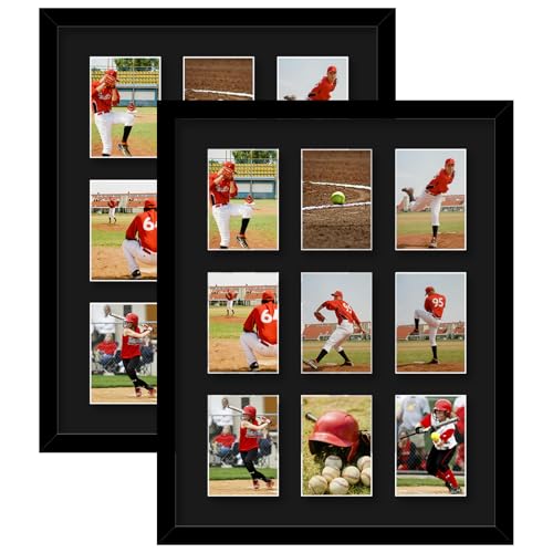 HEYTUYA Trading Card Display Frame For 9 Standard Cards, 2 Packs Trading Card Frame For Wall, Card Collector For Sports Baseball Basketball Football Trading Standard Cards, Black