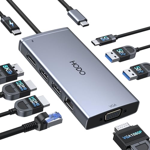 USB C Docking Station Dual Monitor Adapter for Dell HP