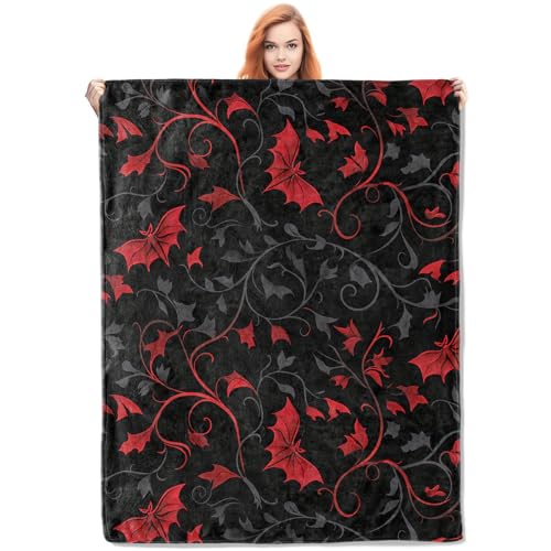 VANZEV Enchanted Autumn Leaves Fleece Blanket Gifts, Elegant Red and