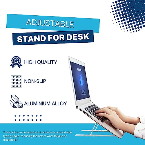 Image of Laptop Stand for Desk, Adjustable Laptop Riser with Storage Bag, Non-Slip Silicone Pads, 6 Eye Levels, 10 inch to 15.6 inch, Aluminum MacBook Stand, Foldable Laptop Holder