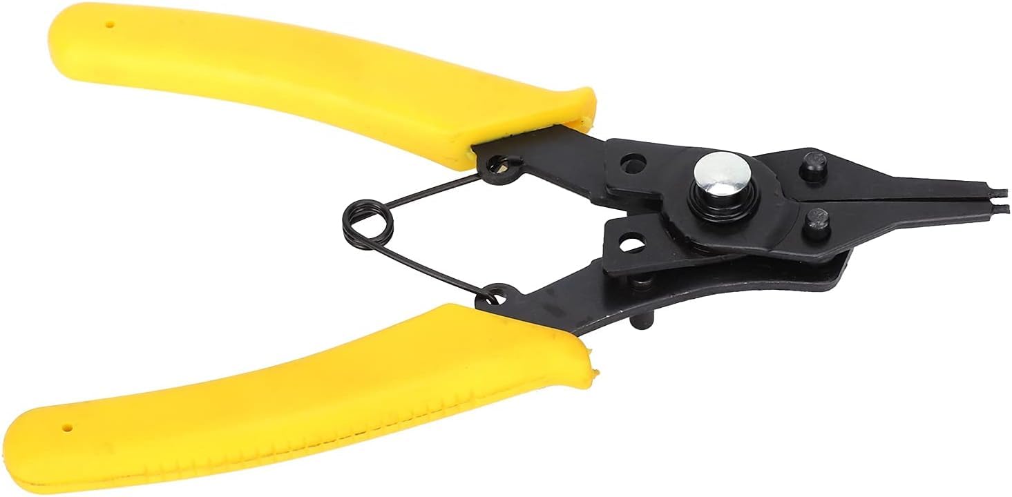 Pinza per Anelli Elastici Seeger 4 in 1 | Punte Intercambiabili per Anelli Interni ed Esterni | Pinza Professionale in Acciaio al Carbonio | Manici Ergonomici Antiscivolo per Meccanici e Fai da Te