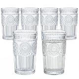 Kingrol Embossed Vintage Drinking Glasses Set of...