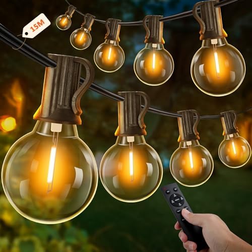 15M Guirlande Lumineuse Exterieure avec Télécommande, Guirlande G...