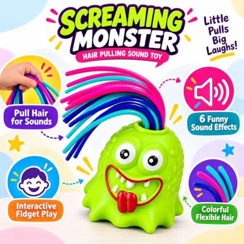 Image of Screaming Monster Toy Hair Pull Sound Fidget Kids Novelty Play Piece
