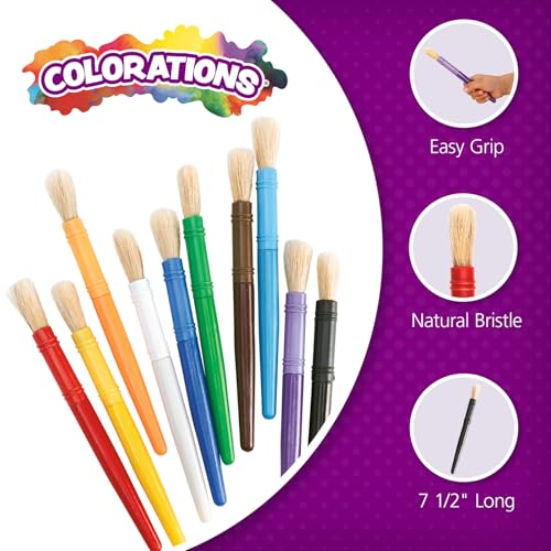 Colorations Plastic Chubby Paint Brushes, Set of 10, Ages 3+, PreK+ by Colorations - Used condition - Image 2