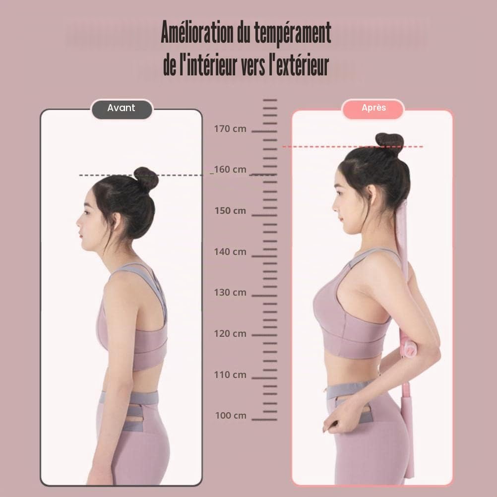 Yidoo Correcteur de Posture pour Femme, bâtons de Yoga rétractables Outil d'étirement Correcteur de Posture Correction du Dos à Bosse Exercice corporel Épaule Bâton Ouvert, Pink