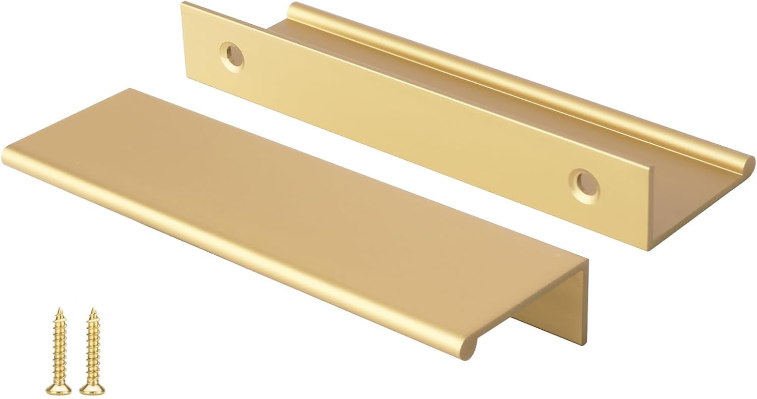 Peaha 50 Pack Kitchen Cabinet Handles 4" Matte Gold Pulls Edge Pulls