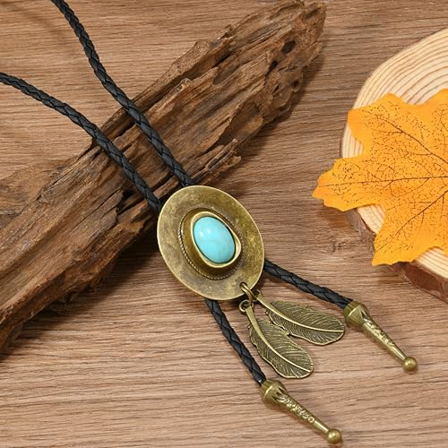 Image of Western Cowboy Bolo tie for Men Women Gold Silver Death Skull Moth Cross Bolo Tie Christmas Deer Rooster Wolf Necktie Gift