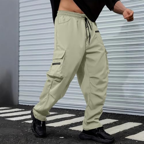 Men's Athletic Cargo Pants Casual Baggy Outdoor Hiking Trousers Elastic Waist Straight Legs Sweatpants with Pockets2