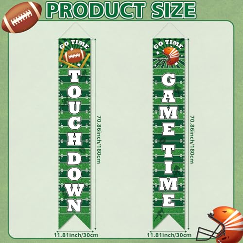 Image of Hooqict Football Banner Decorations Football Porch Sign Banners for Football Party Door Decorations Hanging Party Banner for Sport Theme Game Time Tailgate Party Supplies