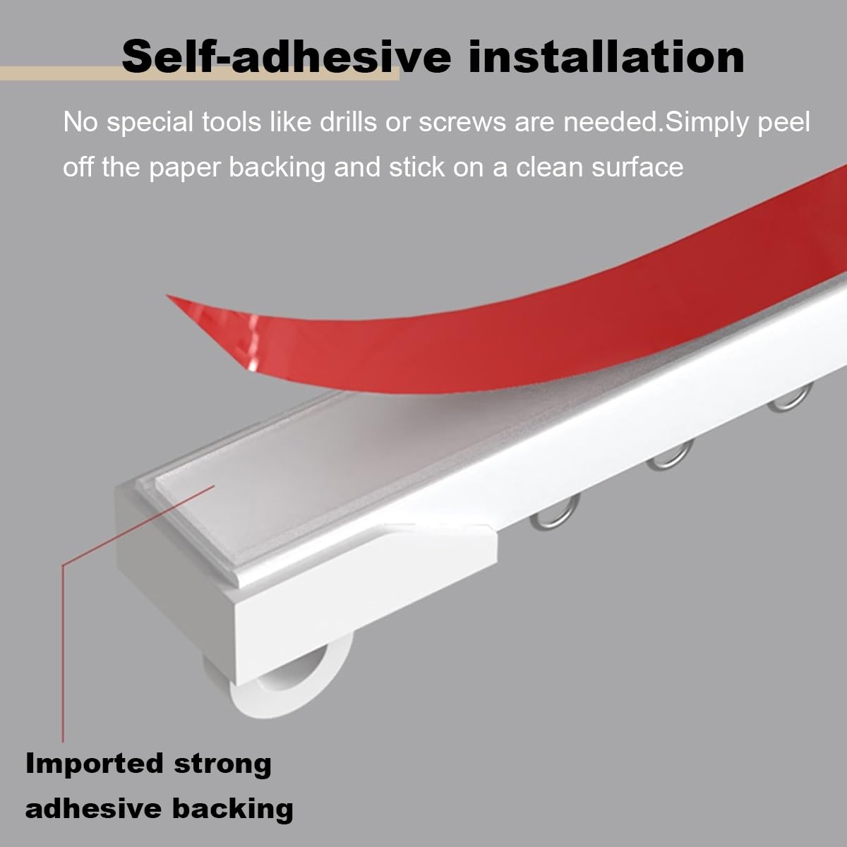 Tringle à rideau autocollante pour plafond ou mur, 0,7 à 6 m - Rail silencieux et réglable sans perçage - Facile à installer - 2 x 85 cm - Pour la maison et le bureau
