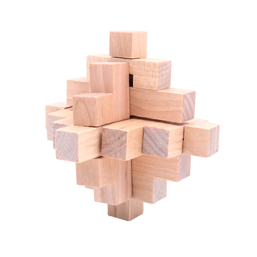 ANCLLO 9-in-One 3D Luxury Wooden Brain Puzzle Teaser Kongming Lock Includes Storage Box