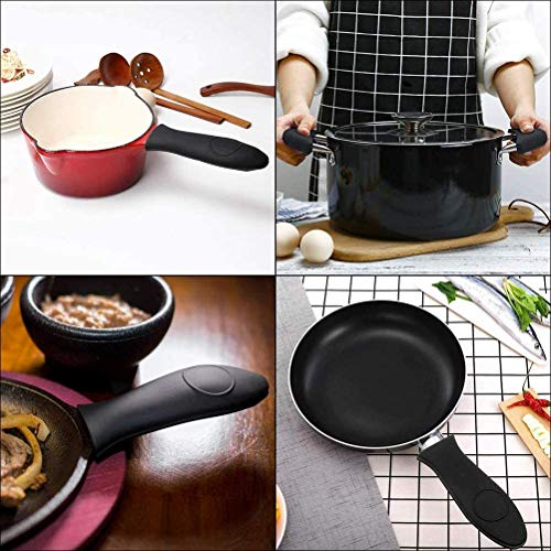 mciskin Silicone Hot Handle Holder, 3 Pack Pot Holders Cover Rubber Hot Resistant Non Slip Pot Holder Sleeves for Cast Iron Skillets Metal Frying Pans Aluminum Cookware Handles (Black) 6 Gallery Image