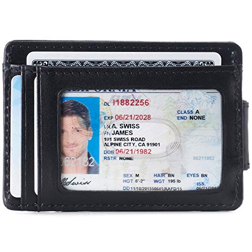 Image of alpine swiss Harper Mens RFID Slim Money Clip Front Pocket Wallet Minimalist Leather ID Card Holder