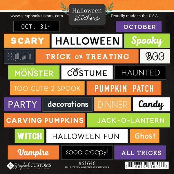 Scrapbook Customs Halloween Wordbits Cardstock Scrapbook Stickers...