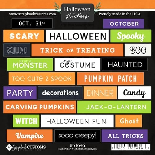 Scrapbook Customs Halloween Wordbits Cardstock Scrapbook Stickers...