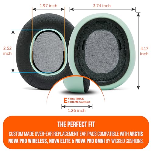 Image of WC Freeze Nova Pro Wireless - Cooling Gel Earpads for Arctis Nova Pro Wireless, Nova Elite & Nova Pro Omni (Doesn't Fit Other Models), by Wicked Cushions, Extra Thick & Comfortable | Mint