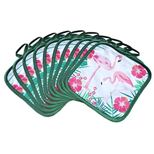 Lobyn Value Packs Economical Lightweight Bulk Potholders Ten (10) Pack Everyday Quality 6.5" Square Perfect For Craft Projects Flamingo #TOP5