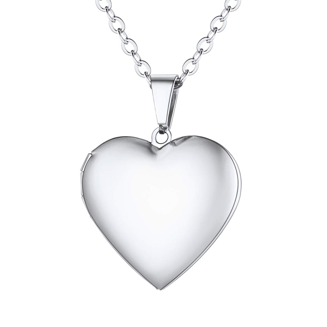 U7Personalised Photo Locket Love Heart Necklace for Women Girls, Customised Picture Inside, Engraved Available, Silver/Gold/Rose Gold Plated, Meaningful Gift for Friend/Lover/Family, 20-22 Inch Adjustable, Come Gift Box