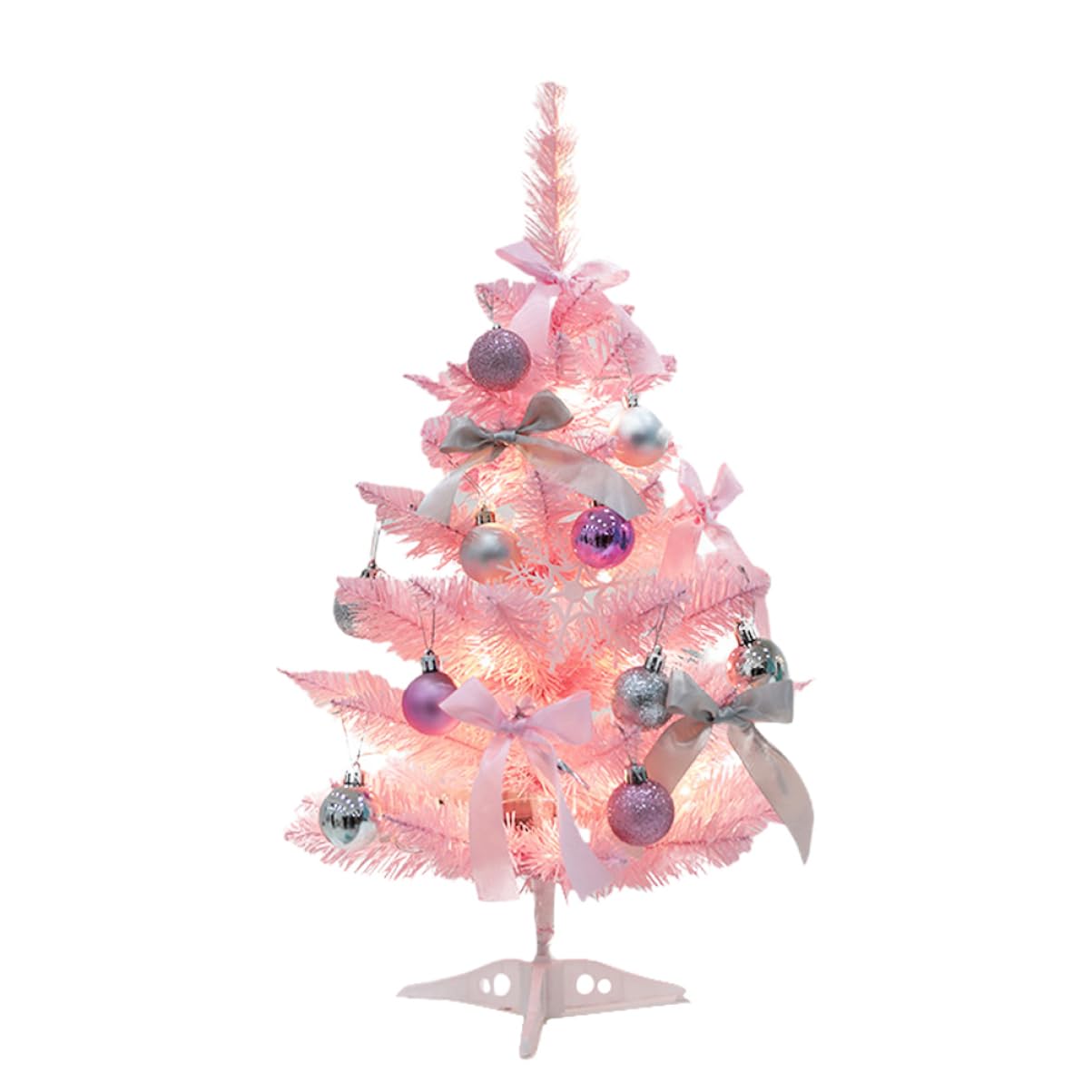 LABRIMP Weihnachtsbaum mit Led-Beleuchtung Rosa Tischdeko Weihnachtsschmuck für Wohnungen Geschäfte Büros Weihnachtsbaum-Dekoration ohne Batterie