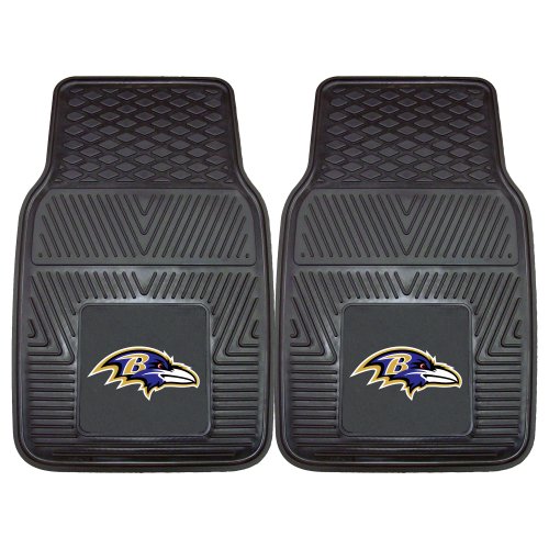 FANMATS 8755 Baltimore Ravens 2-Piece Heavy Duty Vinyl Car Mat Set, Front Row Floor Mats, All Weather Protection, Universal Fit, Deep Resevoir Design