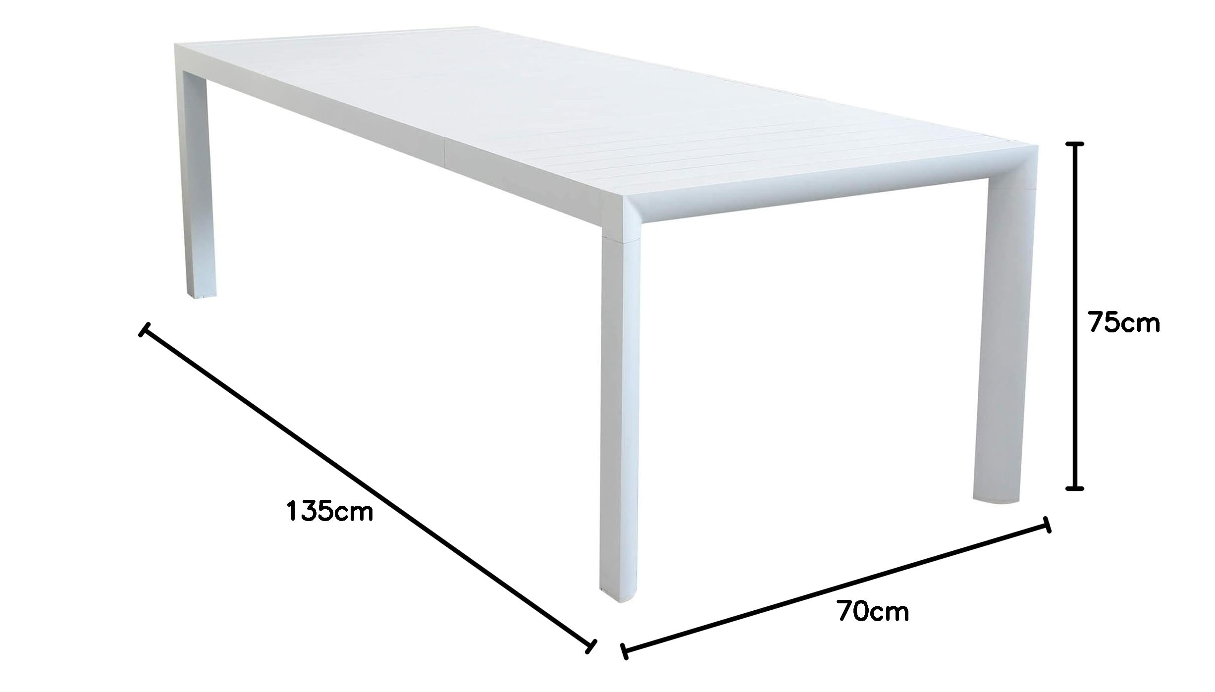 MilaniHome.it - Tavolo da Giardino Allungabile in Alluminio antiruggine 135/180X70di coloreBianco