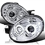SPEC-D TUNING LED Halo Chrome Housing Clear Lens Projector Headlights Compatible with 2003-2005 Dodge Neon Left + Right Pair Headlamps Assembly