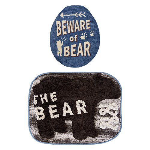オカトー トイレマット フタカバー 2点セット THE BEAR U型 O型 兼用 & Green