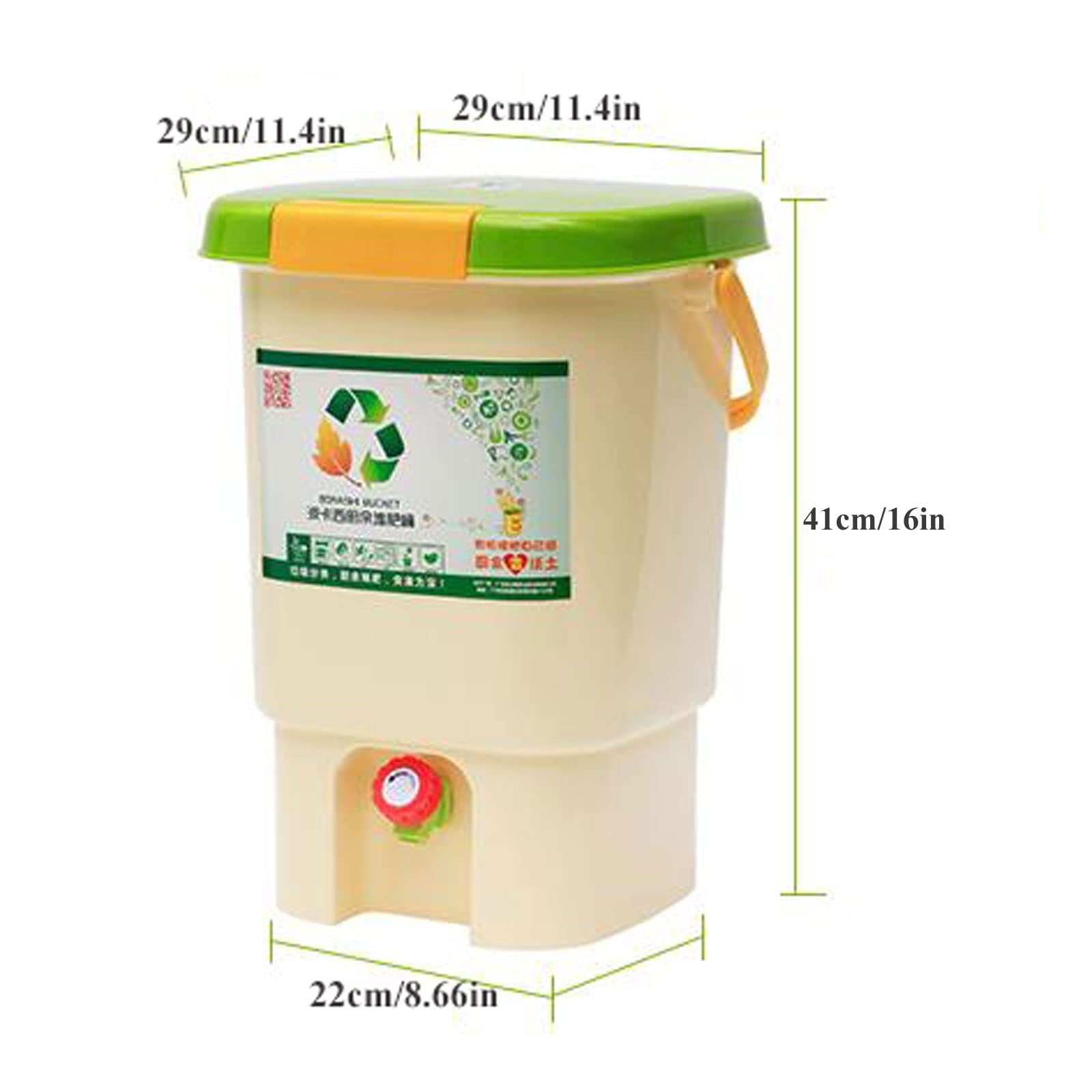 Kompostownik do ogrodu, Plastikowy kompostownik wewnętrzny 20L (5 galonów) na wszystkie pory roku z 1 torbą przyspieszacz kompostu (1 kg/2,2 funta), blat kuchenny pojemnik na kompost kosz na śmieci, ł