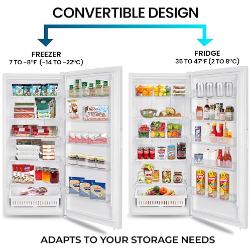 Image of Kenmore Upright freezer-Convertible Refrigerator / Freezer, 4 Shelves, Garage Ready, Meat Storage, Auto Defrost, Congelador For Home, Apartment, Cottage, Basement, Dorm, 21.0 Cubic Feet Capacity White