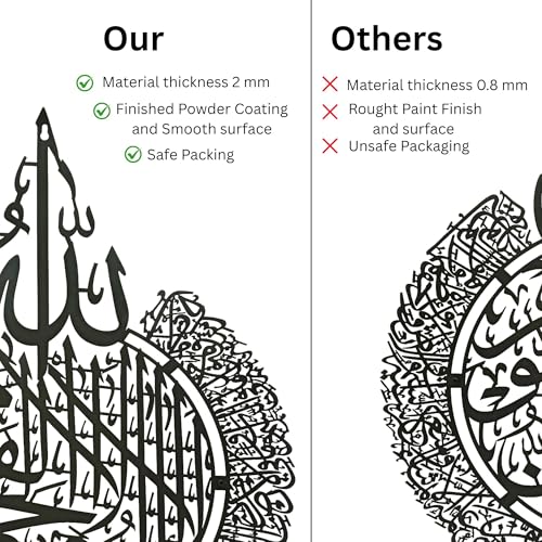 Image of KIING Ayatul Kursi Metal Islamic H 30 Inch X W 24 Inch Wall Decor Art Arabic Calligraphy Wall Art for Perfect Muslim Gifts