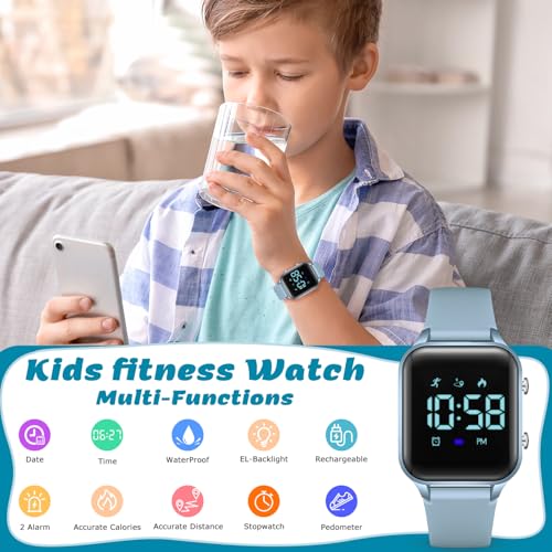 Image of LAVAREDO Kids Digital Watches for Boys Girls,Waterproof Sport Watch with Pedometer Stopwatch Vibration Alarm for Ages 5-13,No App Fitness Tracker Watch for Kids Teens Birthday Gifts