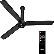 LUKER JVLuker USA Cosmos 1200mm BLDC Ceiling Fan with Remote, BEE 5 star rated Energy Saving bldc ceiling fan for Living Room, High Air Delivery with LED indicators, 3 Years Warranty, Black