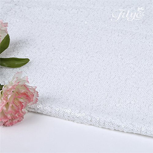 Trlyc 4Ft7Ft White Sequin Wedding Fabric Party Background Sparkly Wedding Decor #TOP4