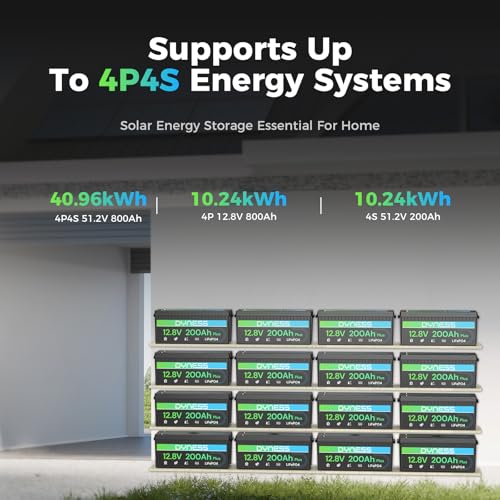 Image of Dyness 12V 200Ah PLUS LiFePO4 Battery, Max. 2560Wh Power, 12.8V LiFePO4 Battery Upgrade 200A BMS with Low-Temp Protection, 4000+ Deep Cycles 12V Lithium Battery Perfect for RV, Solar System, Off-Grid