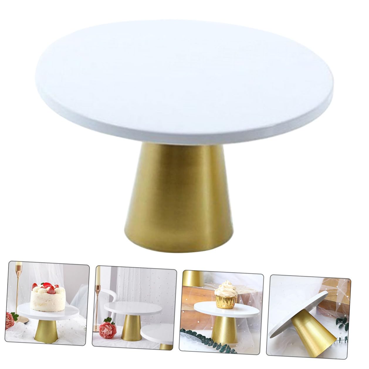 Présentoir à Gâteaux en Fer Blanc Moyen, Plateau Décoratif Multifonction 1 Niveau pour Desserts, Accessoire pour Mariage, Anniversaire et Usage Domestique, Support Gâteau