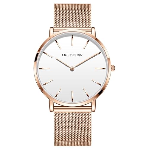 Imagen de LIGE Reloj de pulsera analógico de cuarzo para mujer
