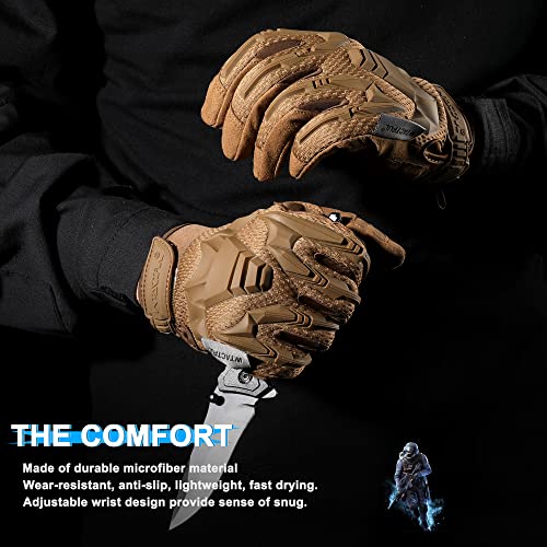 Wtactful Rubber Guard Full Finger Tactical Gloves For Airsoft Paintball Hunting Hiking Bicycle Cycling Motorbike Mtb Mountain Bike Motorcycle Riding Driving Climbing Work Brown Small #TOP3