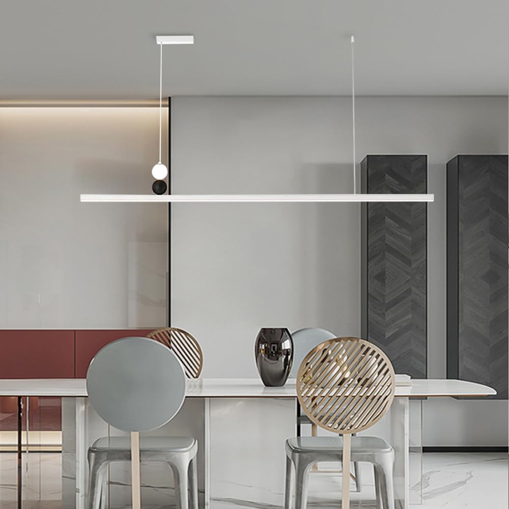 Lampadario lineare a soffitto, Lampada a Sospensione Minimalista a LED, Lampada da Tavolo da Pranzo a Striscia Lunga, Compatibile con lampadari a Sospensione, per Interni.