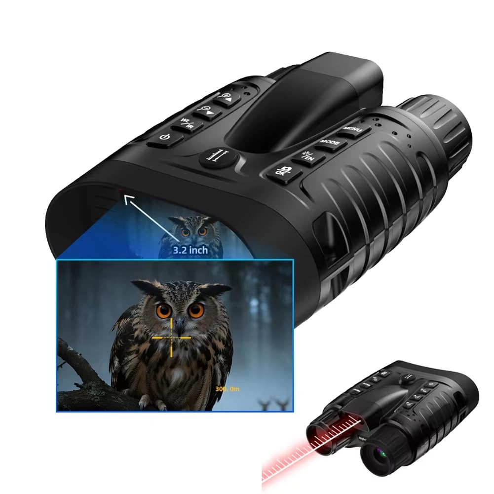 Binocolo da Caccia con Telemetro Integrato, Grande Schermo da 3,2 Pollici, Visione Notturna Digitale 4K.