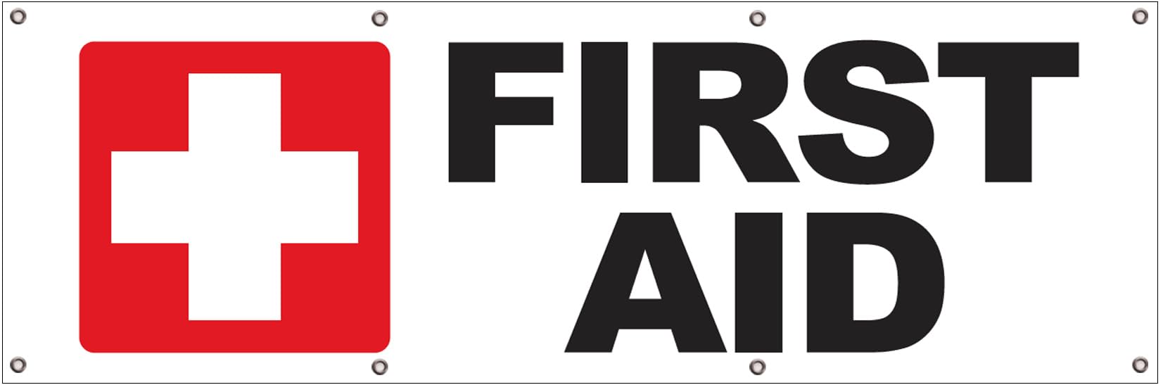 4LessCo 2x6 Feet FIRST AID Banner Sign Fabric Polyester With Grommets wb
