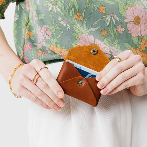 Image of Portland Leather Goods Mini Daisy Wallet for Women - Handmade from the Finest Full-Grain Hides - Features Envelope Design with Snap Closure - Honey