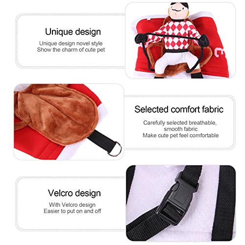 Teahutty Halloween Jockey Saddle Dog Horse Costume, Dog Christmas Costume, Funny Pets Party Cosplay Apparel Dog Riders Clothing, red - Image 4
