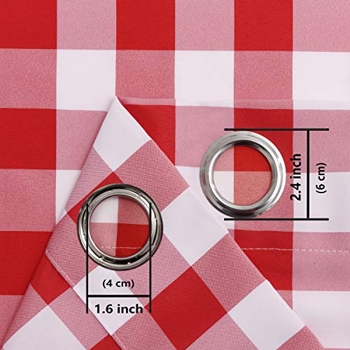 Hiasan Buffalo Plaid Outdoor Curtains With 2 Tiebacks For Patio Waterproof - Grommet Weighted Semi Sheer Curtains For Gazebo, Porch And Cabana, 52 X 108 Inches Length, Red And White, Set Of 2 Panels #TOP1