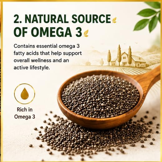 Image of NUTROHOLIC Chia Seeds 250g | Natural Chia Seeds for Eating | High in Fibre, Protein & Calcium | Omega-3 Source | Healthy Seeds for Smoothies, Salads & Drinks